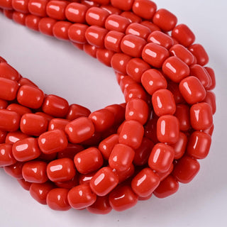 Perle in Pasta di Vetro Barilotto Rosso Corallo 10x8mm