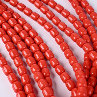 Perle in Pasta di Vetro Barilotto Rosso Corallo 10x8mm