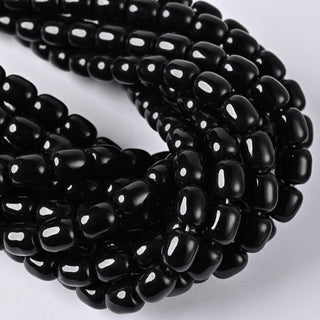 Perle in Pasta di Vetro Barilotto Nero 10x8mm