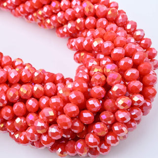 Cristalli Rondella Rosso Corallo Aurora Boreale 8mm - Filo da 40 cm | Sarobidy