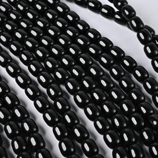 Perle in Pasta di Vetro Barilotto Nero 10x8mm