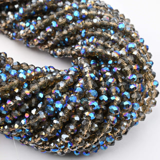 Cristalli Rondella Trasparente Fumè e Azzurro 6mm - Filo da 40 cm | Sarobidy