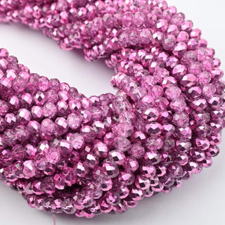 Cristalli Rondella Bicolore Rosa e Trasparente 6mm - Filo da 40 cm | Sarobidy