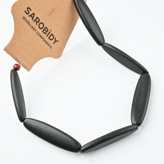 Perle in Corno Naturale Ovali Allungate Verde Muschio 42x10x5mm