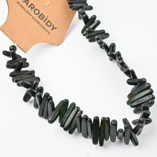 Perle in Corno Naturale Bastoncini Verde Muschio 18x4mm