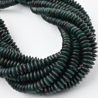 Perle in Corno Naturale Rondelle Verde Bosco 7mm