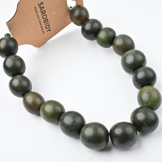 Perle in Corno Naturale Tonde Verde Bosco 15mm