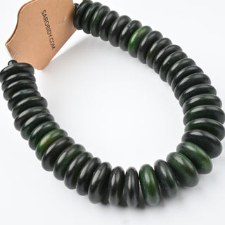 Perle in Corno Naturale Pastiglie Verde Bosco 18x7mm