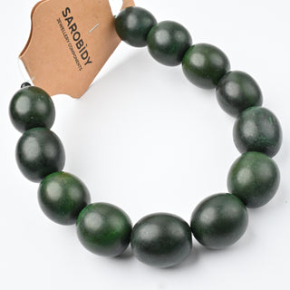 Perle in Corno Naturale Tonde Verde Bosco 17mm