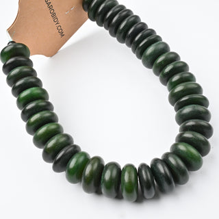 Perle in Corno Naturale Pastiglie Verde Bosco 16x7mm