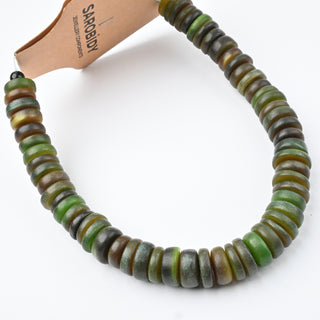 Perle in Corno Naturale Pastiglie Verde 12x5mm