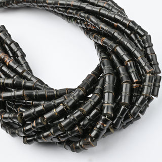 Perle in Corno Naturale Cilindri Nero 13x6mm