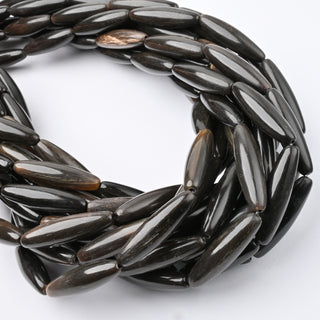 Perle in Corno Naturale Ovali Allungate Fumé 30x8mm