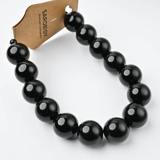 Perle in Resina Tonde 17mm Nero - Filo da 25 cm | Sarobidy