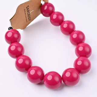 Perle in Resina Tonde 20mm Fucsia - Filo da 25 cm | Sarobidy