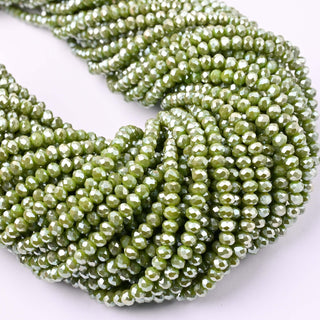 Cristalli Rondella Verde Salvia Perlato 4mm - Filo da 40 cm | Sarobidy
