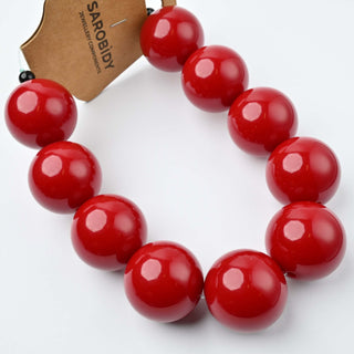 Perle in Resina Tonde 25mm Rosso Scuro - Filo da 25 cm | Sarobidy