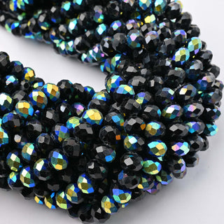 Cristalli Rondella Nero Blu e Oro 8mm - Filo da 40 cm | Sarobidy