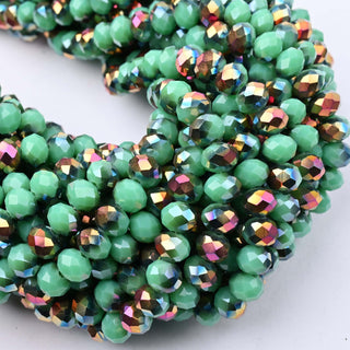 Cristalli Rondella Verde Giada e Malva Metallizzato Oro 8mm - Filo da 40 cm | Sarobidy