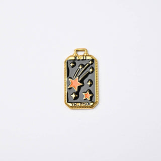 Pendente Piastrina Stella Cadente in Acciaio Oro 26x14mm