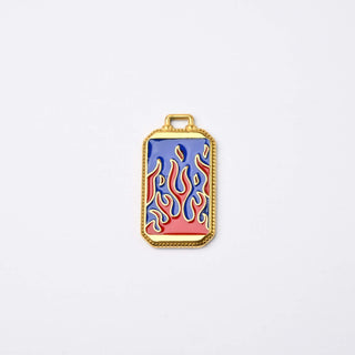 Pendente Piastrina Fiamme in Acciaio Oro 26x14mm