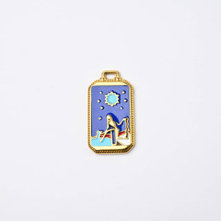 Pendente Piastrina Donna al Sole in Acciaio Oro 26x14mm