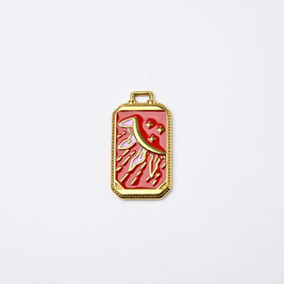 Pendente Piastrina Luna Rossa in Acciaio Oro 26x14mm