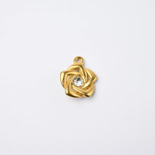 Ciondolo in Acciaio Oro Fiore 20mm