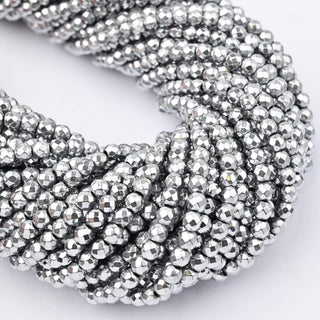 Ematite Argento Tondo Sfaccettato 4mm