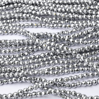 Ematite Argento Tondo Sfaccettato 4mm