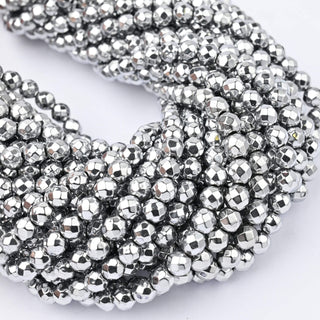 Ematite Argento Tondo Sfaccettato 6mm