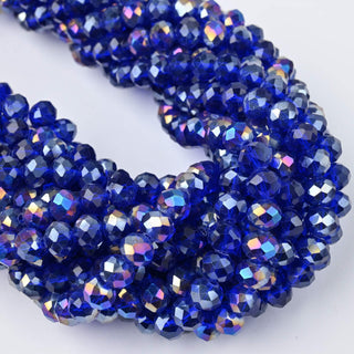 Cristalli Rondella Blu Trasparente AB 8mm - 10 Fili