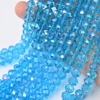 Cristalli Rondella Azzurro Trasparente AB 8mm - 10 Fili