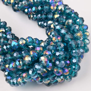Cristalli Rondella Blu Petrolio Trasparente AB 8mm - 10 Fili