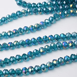 Cristalli Rondella Blu Petrolio Trasparente AB 8mm - 10 Fili