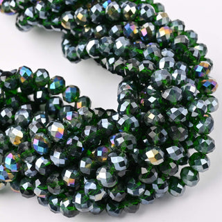 Cristalli Rondella Verde Scuro Trasparente AB 8mm - 10 Fili