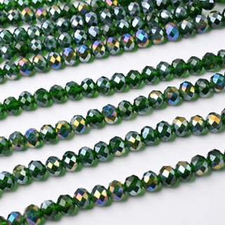 Cristalli Rondella Verde Scuro Trasparente AB 8mm - 10 Fili