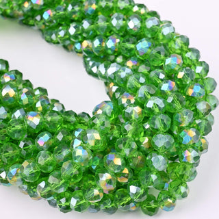 Cristalli Rondella Verde Erba Trasparente AB 8mm - 10 Fili