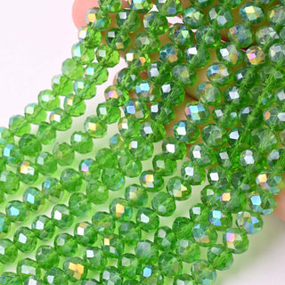 Cristalli Rondella Verde Erba Trasparente AB 8mm - 10 Fili