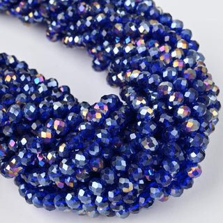 Cristalli Rondella Blu Elettrico Trasparente AB 6mm - 10 Fili