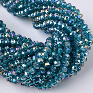 Cristalli Rondella Blu Petrolio Trasparente AB 6mm - 10 Fili