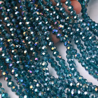 Cristalli Rondella Blu Petrolio Trasparente AB 6mm - 10 Fili