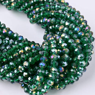 Cristalli Rondella Verde Smeraldo AB 6mm - 10 Fili