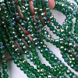 Cristalli Rondella Verde Smeraldo AB 6mm - 10 Fili