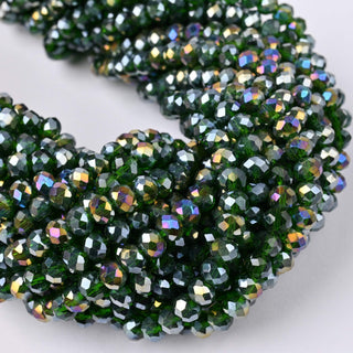 Cristalli Rondella Verde Scuro Trasparente AB 6mm