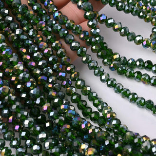 Cristalli Rondella Verde Scuro Trasparente AB 6mm - 10 Fili