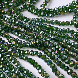 Cristalli Rondella Verde Scuro Trasparente AB 6mm - 10 Fili