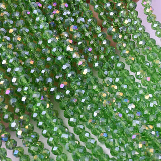 Cristalli Rondella Verde Erba Trasparente AB 6mm - 10 Fili
