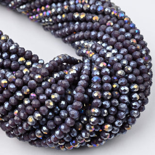 Cristalli Rondella Viola Scuro AB 4mm - 10 Fili