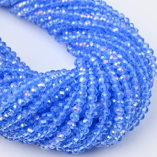 Cristalli Rondella Blu Trasparente AB 4mm - 10 Fili